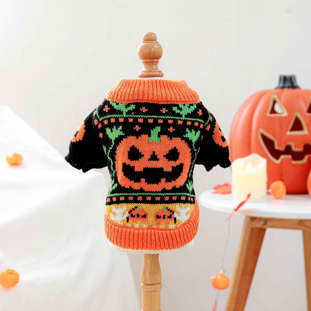 Pet Clothes Autumn Winter Cartoon Pumpkin Design Small Dog Puppy Pumpkin Halloween Sweater — image 6