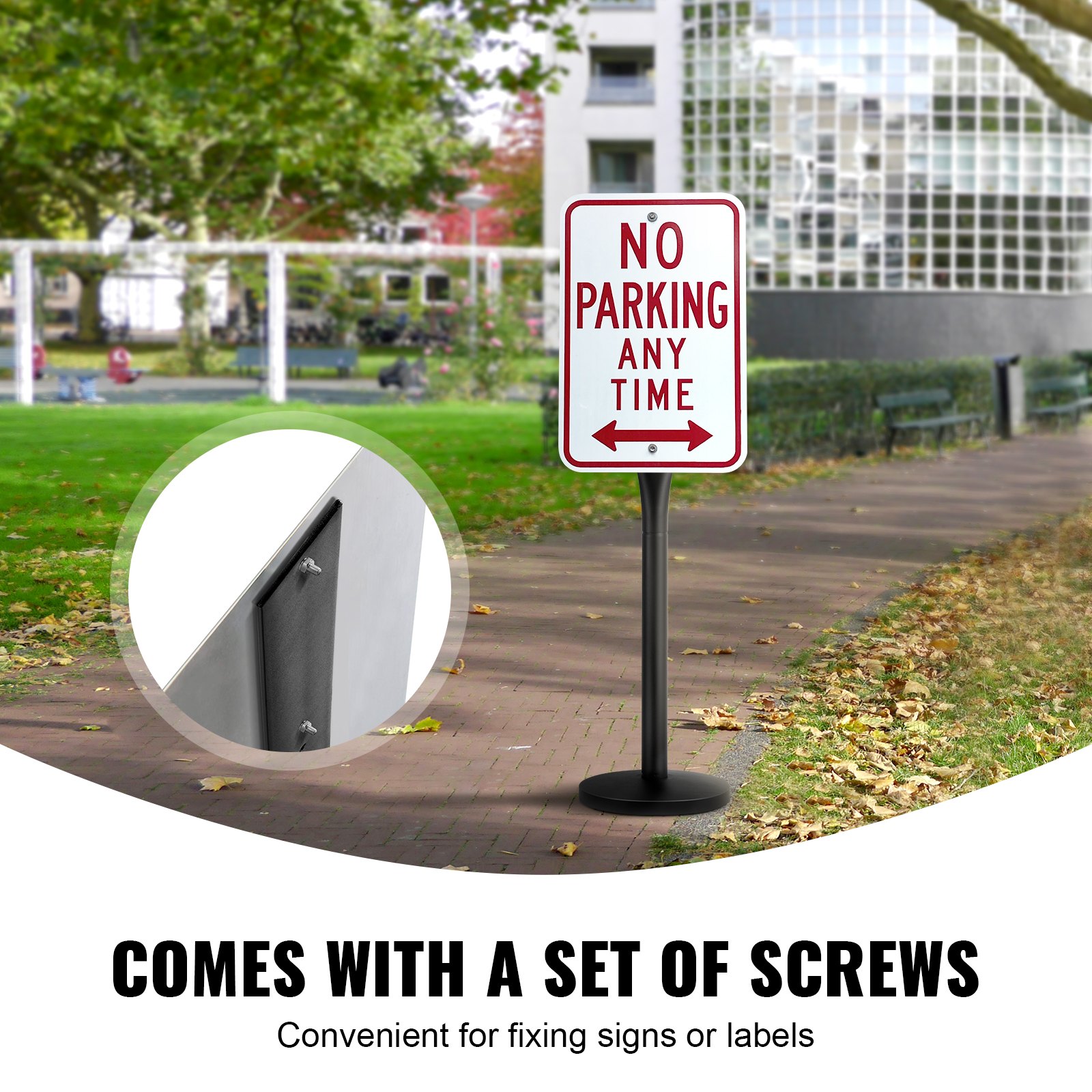 Cast Iron Sign Post, 4 Ft Portable Heavy Duty Steel Post Sign Holder With Hard Plastic Base & Wheels, U-Channel Sign Stand For Garden, Courtyard, Farm Or Traffic Intersection, Black — image 2