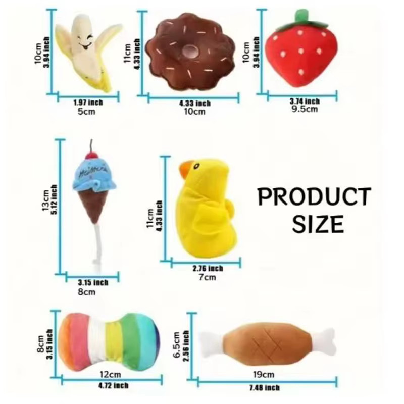 Conjunto de 7 juguetes para cachorros con sonido, mordiscos de peluche suelto, bocadillos de fruta de peluche y juguetes de verduras para cachorros, adecuados para el juego de mascotas — imagen 6