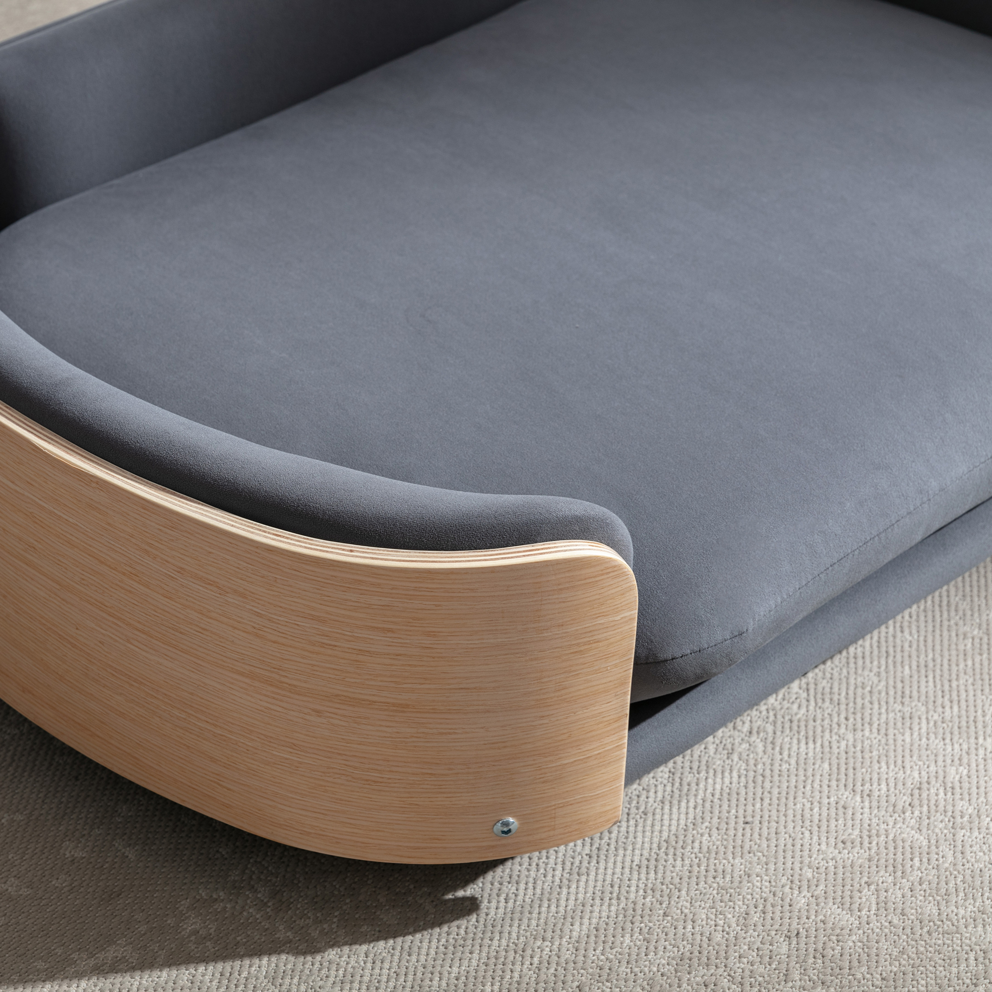 Scandinavian style Elevated Dog Bed Pet Sofa With Solid Wood legs and Bent Wood Back, Velvet Cushion, Large Size — image 17