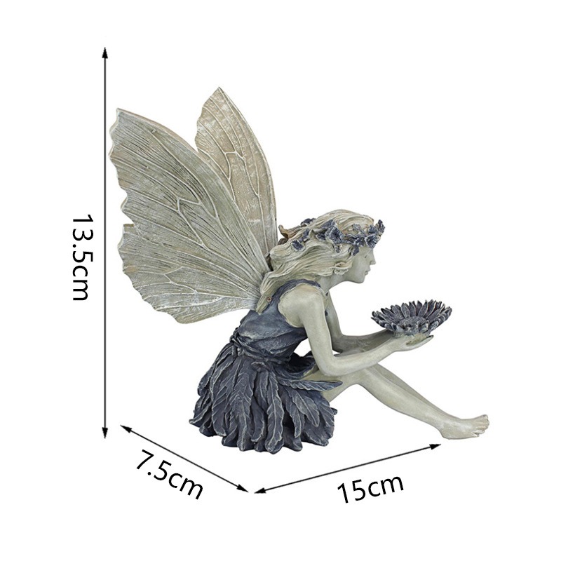 Flower Fairy Statue Angel Garden Goddess Bird Feeder Sculpture Decoration Garden Lawn Courtyard Resin Crafts — image 1