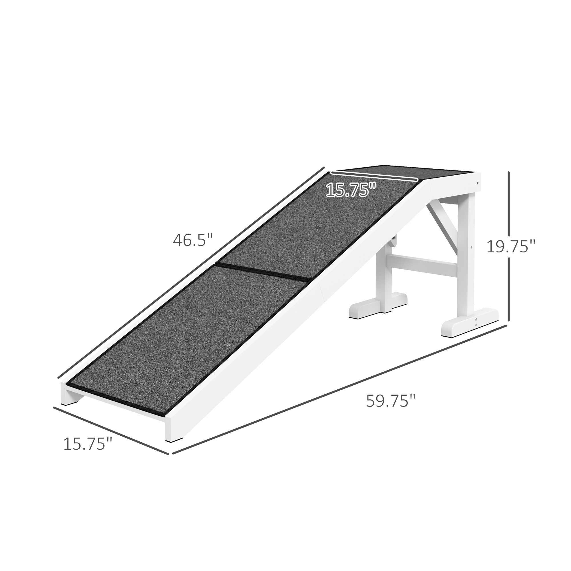 Rampa para Mascotas de 60" con Alfombrado Antideslizante, Blanco — imagen 4