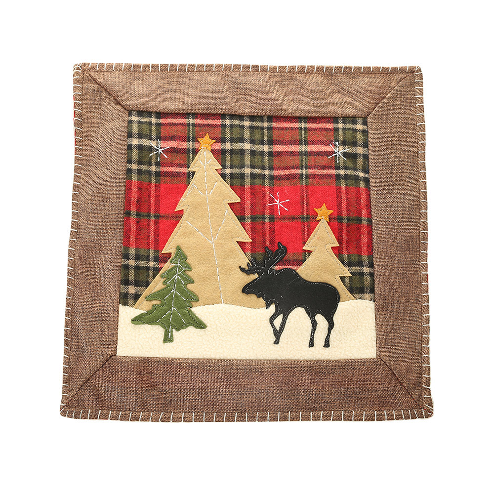 Christmas decoration items: plaid cloth pillowcase, adhesive cloth pillowcase, reindeer small pillowcase, without pillow core — image 6