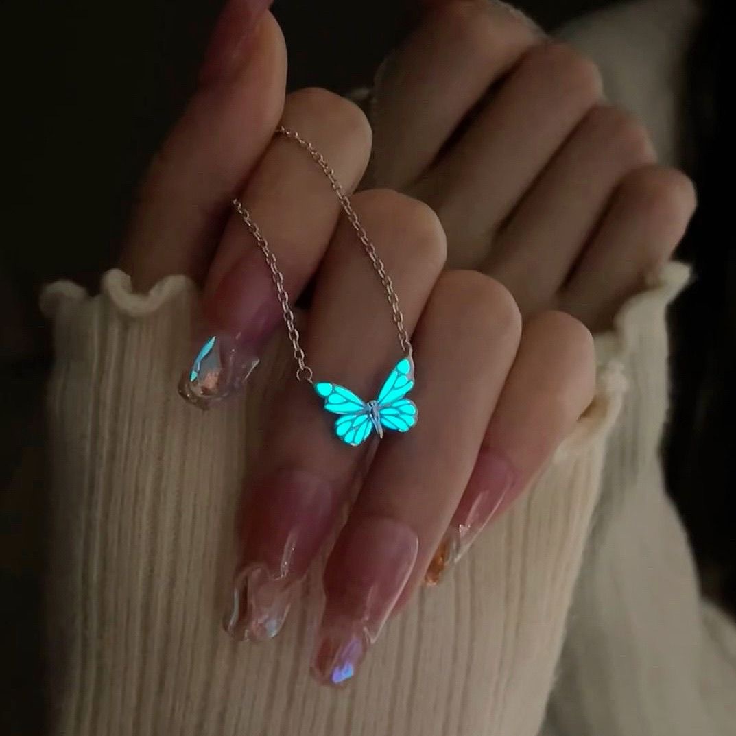 Conjunto de Collar y Pulsera Azul Fashion con Mariposa Luminosa para Mujer Regalo para Noche de Fiesta Joyas de Clavícula — imagen 14