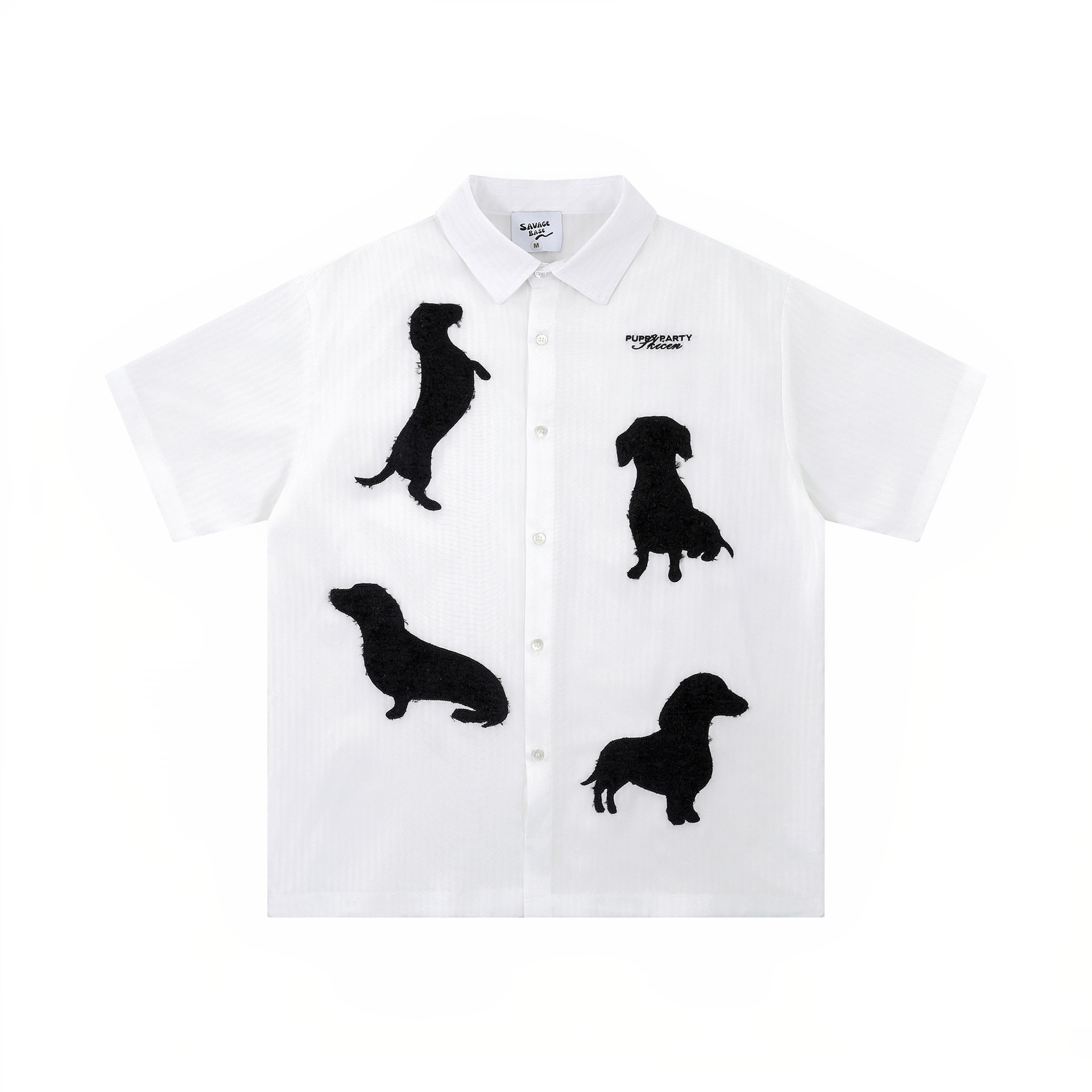 Posture dog print short sleeved shirt — image 1