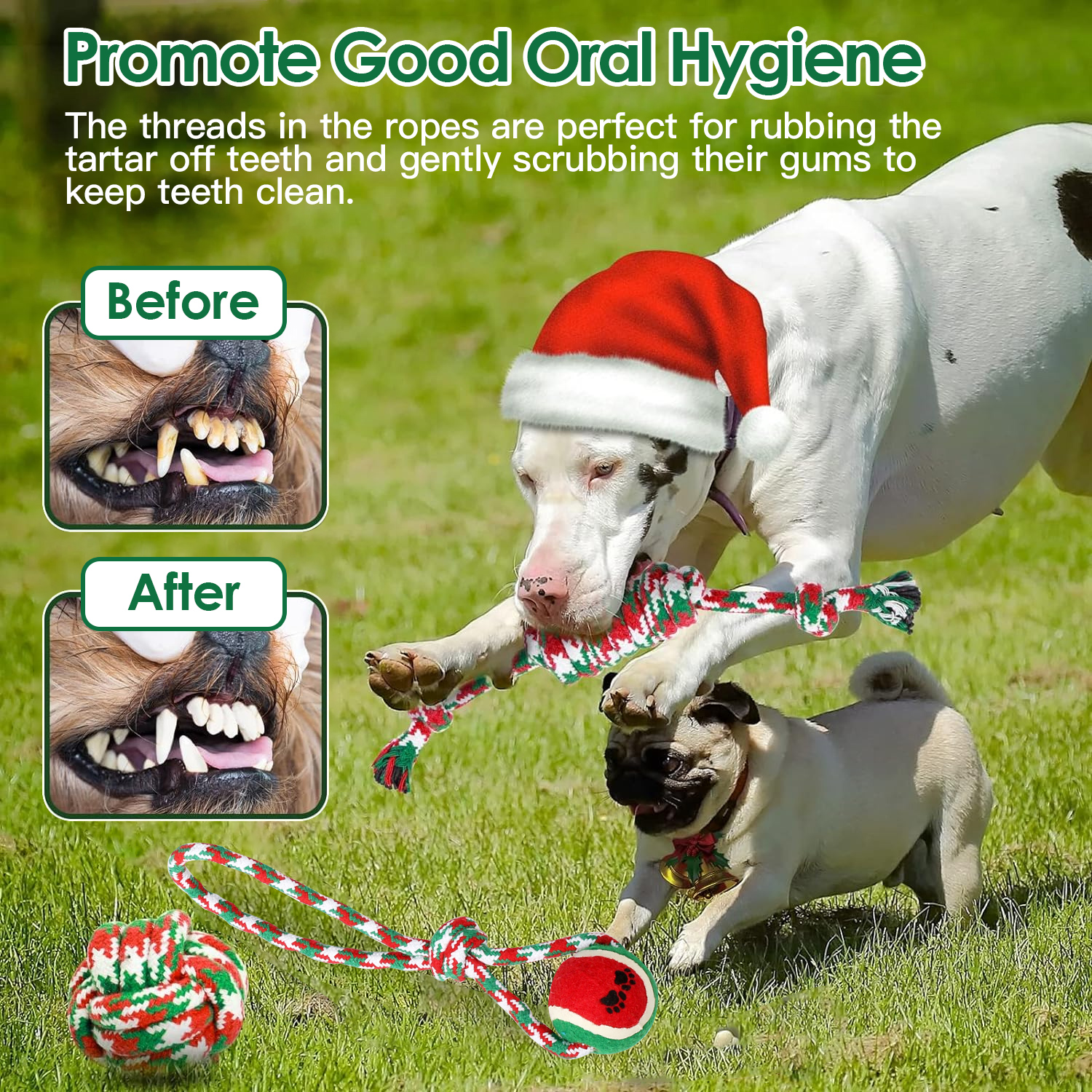 Conjunto de 5 Piezas de Juguetes de Cuerda Navideños para Perros - Interactivos y Seguros — imagen 8