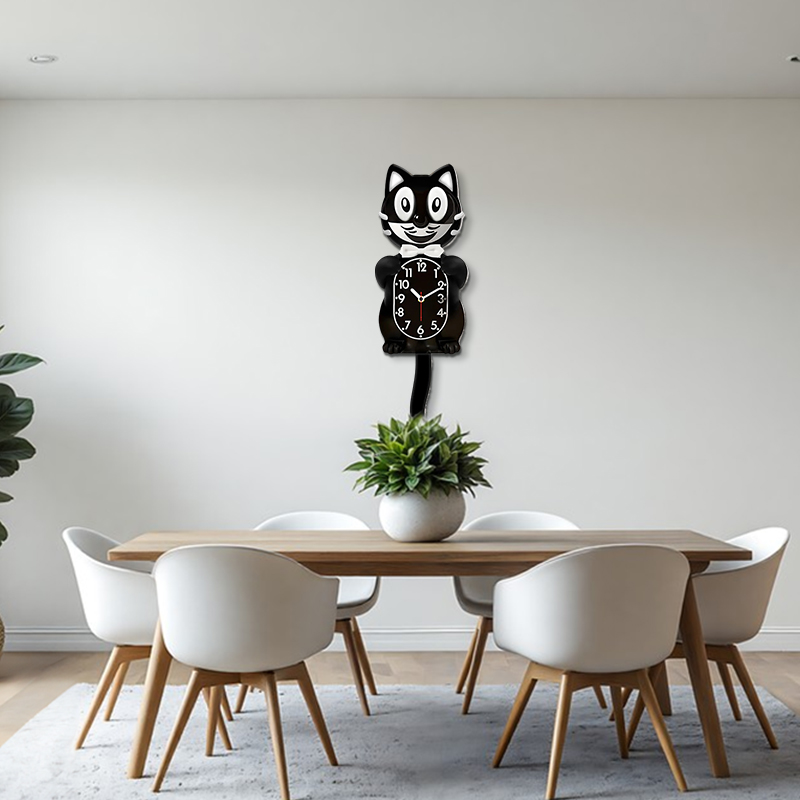 Nueva Clásica Estrella Americana Kit Cat Reloj de Pared: Cola que Se Mueve, Diseño Creativo, Regalo Cálido, Decoración Retro con Diseño Suspendido — imagen 3