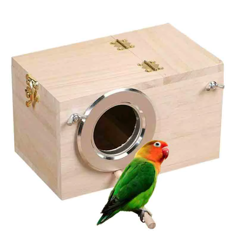 Wooden Bird Cage Nesting Box Breeding Hatching Nest Parakeet Budgies Cockatiel Finch Lovebird Parrot Birdhouse Cage Accessory — image 2