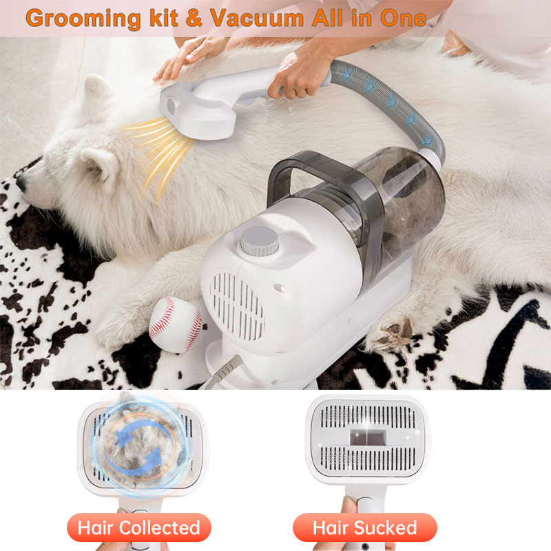 Kit de limpieza y peinado para mascotas MicroData 2,5L con cepillos eléctricos y cepilladoras para gatos y perros | 2 en 1 Despejado y aspiración — imagen 7