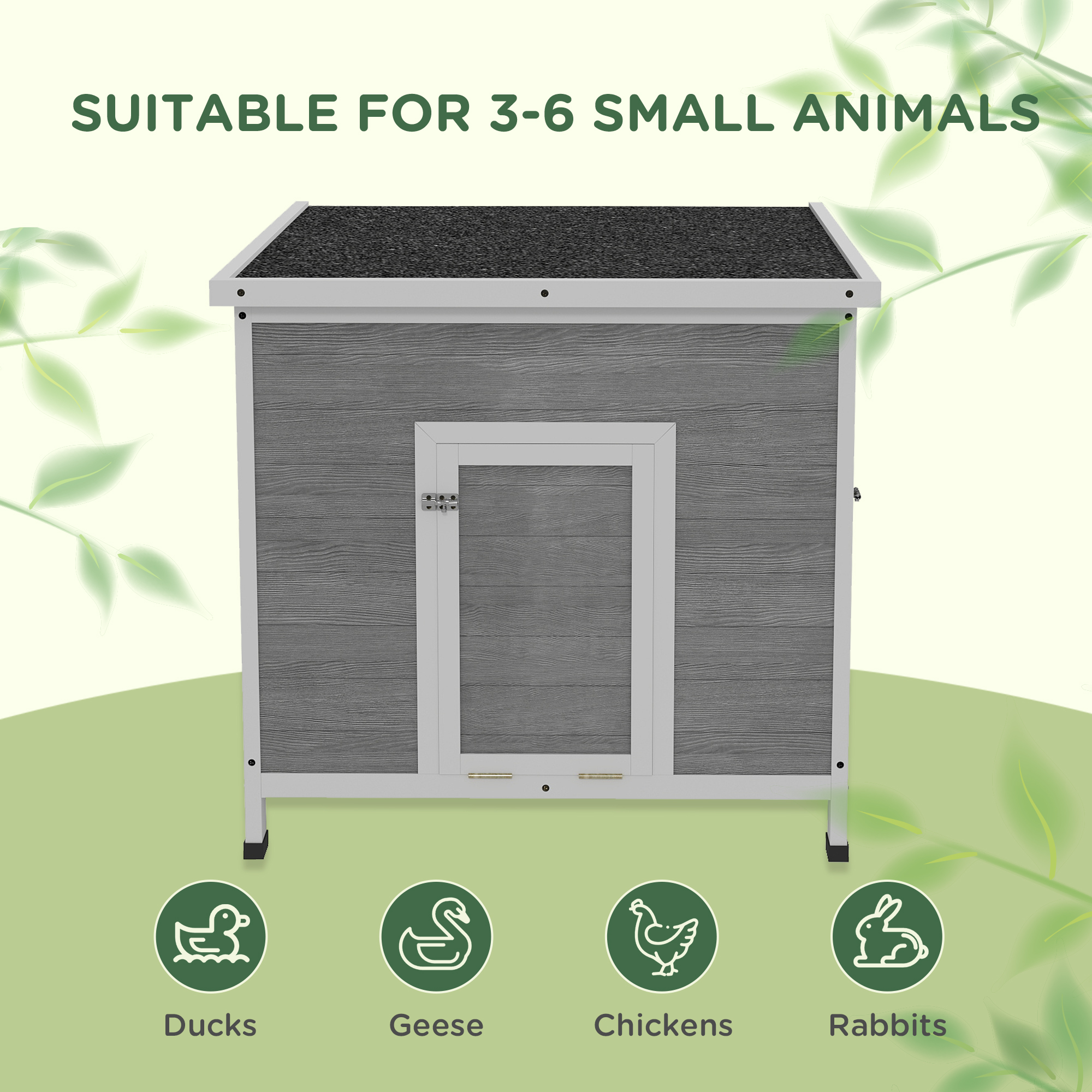 Wooden Duck Coop with Openable Roof, Removable Floor, Double Doors, Ramp, for 3-6 Ducks, Chickens, 30" x 38" x 30" — imagen 6