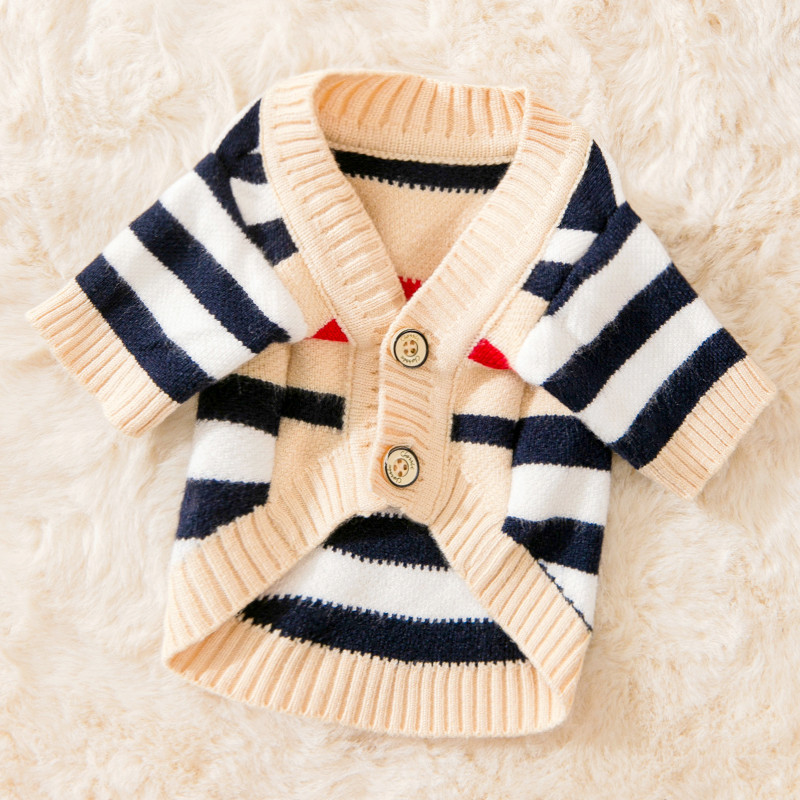 Suéter de Punto a Rayas para Cachorros de Otoño e Invierno, Cárdigan para Perros Pequeños y Medianos, Ropa de Dos Patas, Ropa Fina de Invierno — imagen 4