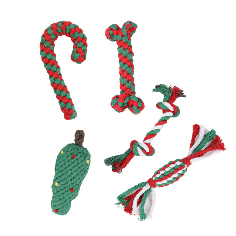 Pet Toys Christmas Series Christmas Combination Cotton Rope Toys Teeth Cleaning Teeth Grinding Dog Toys — image 10