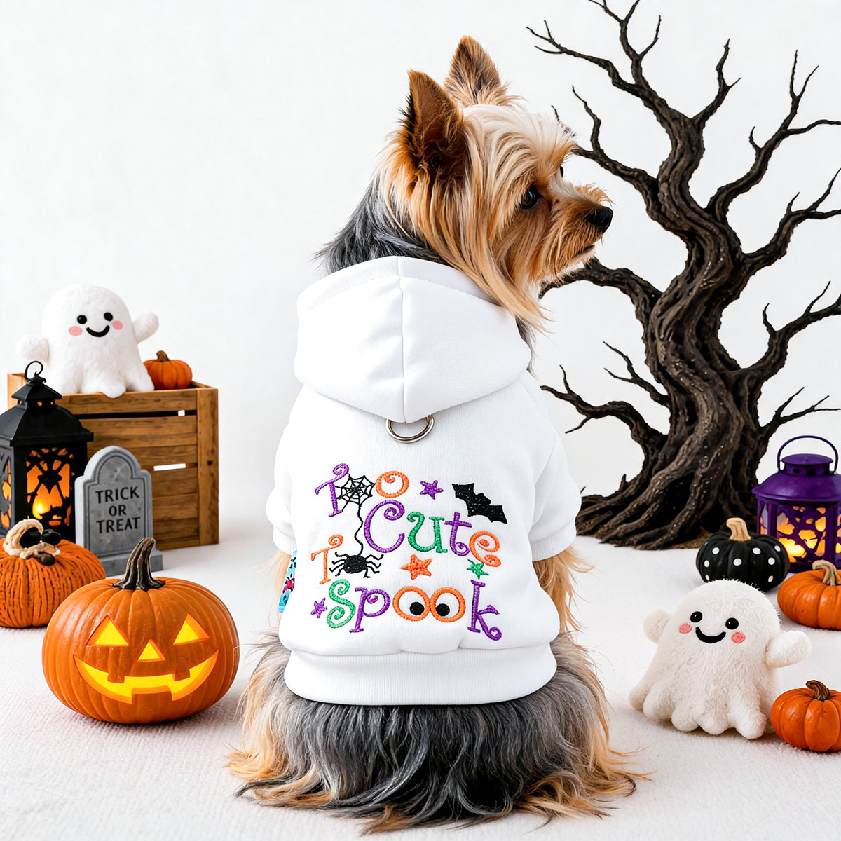 Ropa de Mascotas PETCIRCLE: Chaqueta de Hoodie con Letras Bordadas para Perros y Gatos de Halloween — imagen 3