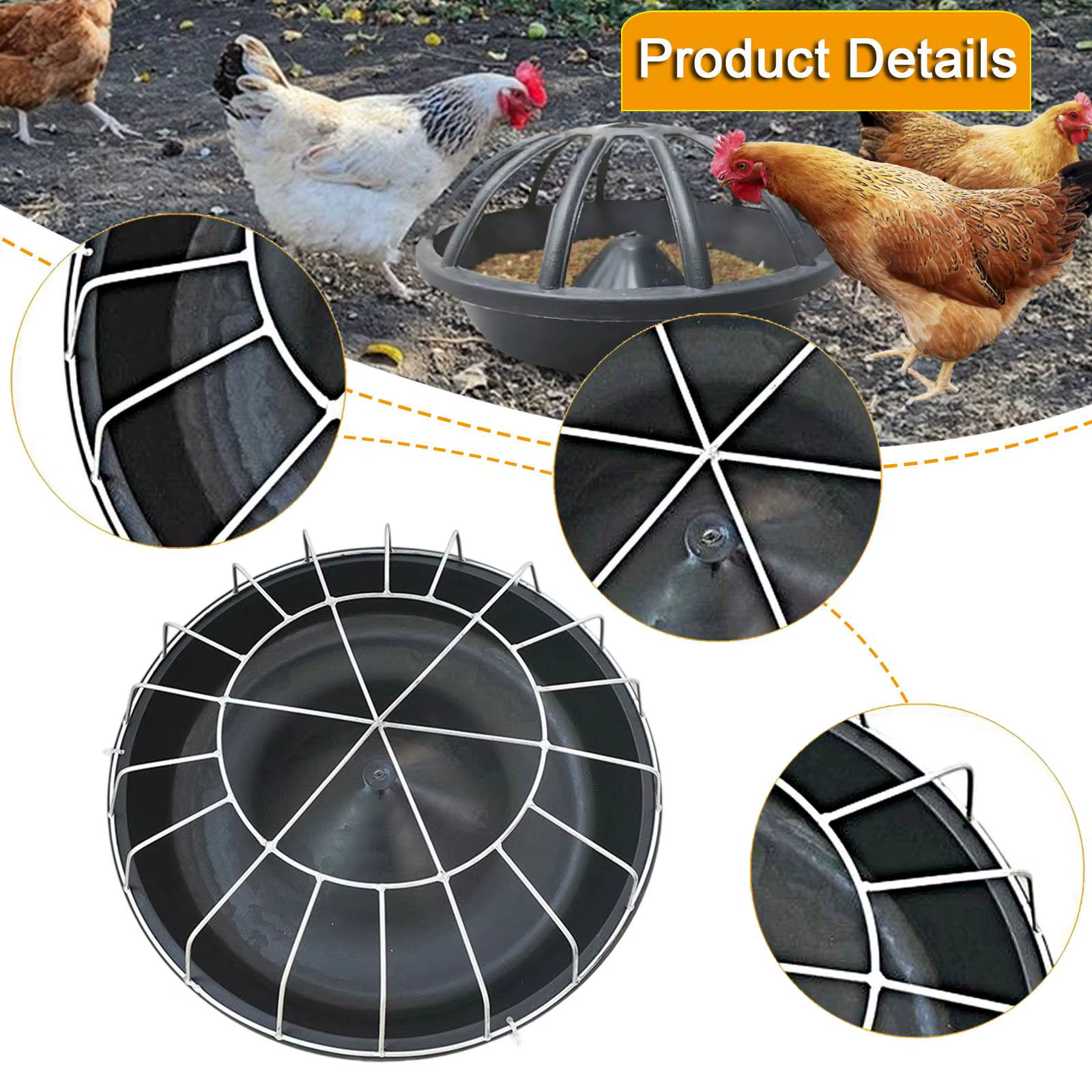 12/18/20 Holes Chicken Feeder Portable Goose Food Dispenser Poultry feed Bucket for Duck Chook Hen Livestock Feeding Supplies — image 5