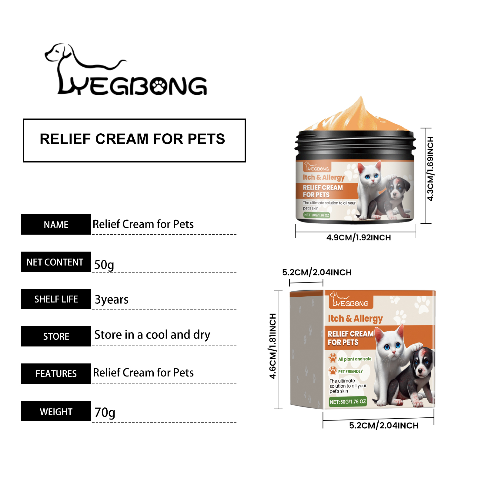 Pet Itch & Allergy Relief Cream, Soothing Skin For Dogs & Cats, Natural Herbal Extracts For Itch, Bites & Irritated Skin, 50g — image 4