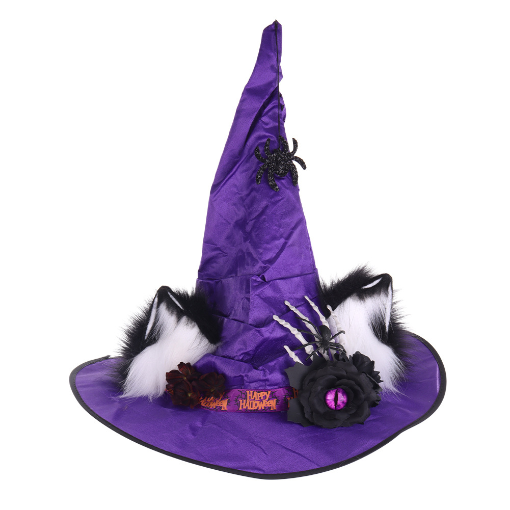Sombrero de Bruja con Orejas de Animal Fuzzy para Cosplay de Halloween — imagen 6