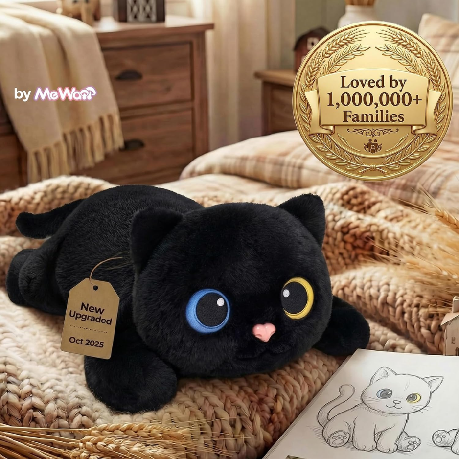 Weighted Black Cat Plush Stuffed Animal, Heatable & Coolable Weighted Plush Toy, Soft Comfort Cat Pillow For Relaxation, 2-5 Lbs — image 4