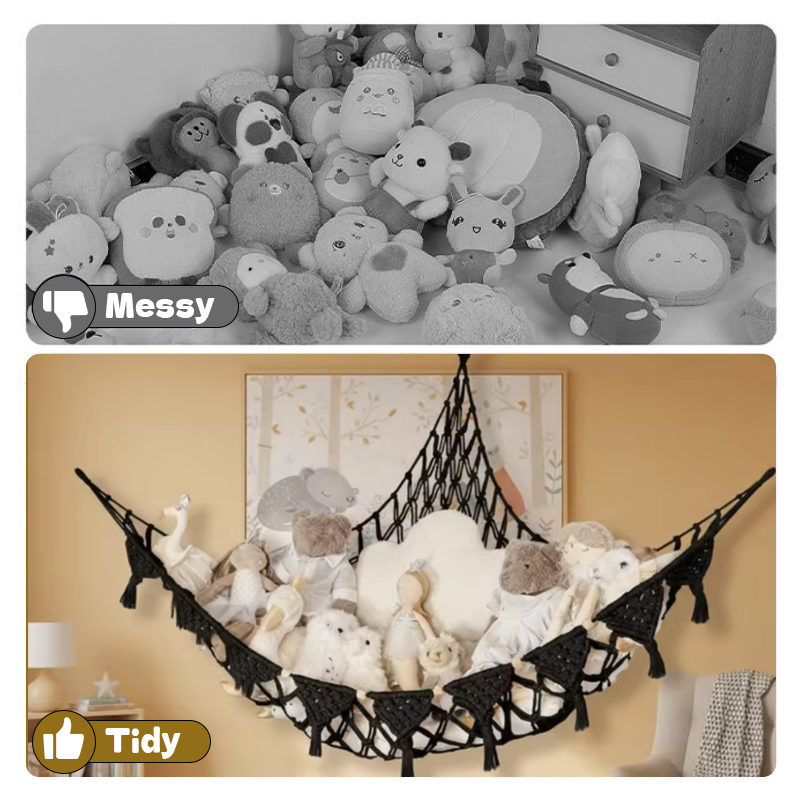 Space-Saving Toy Hammock, Decorative Woven Net to Organize Giant Stuffed Animals in Bedroom — image 9