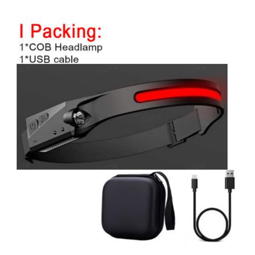 COB LED Inducción Linterna de Cabeza para Montar con Batería Recargable USB Resistente al Agua para Camping y Caza con Visión Total — imagen 16