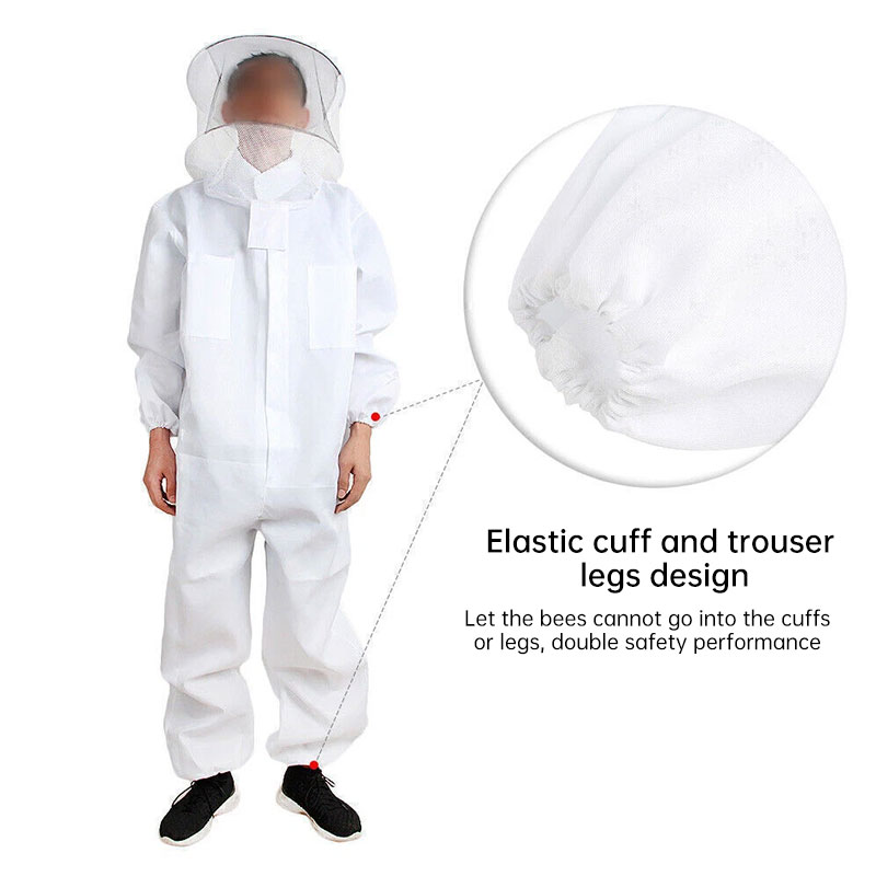 Bee Suit Professional Beekeeping, Anti-Bee Ventilated Full Body Suit with Veil Hat, Elastic Cuffs Beekeeper Protective Wear — image 7