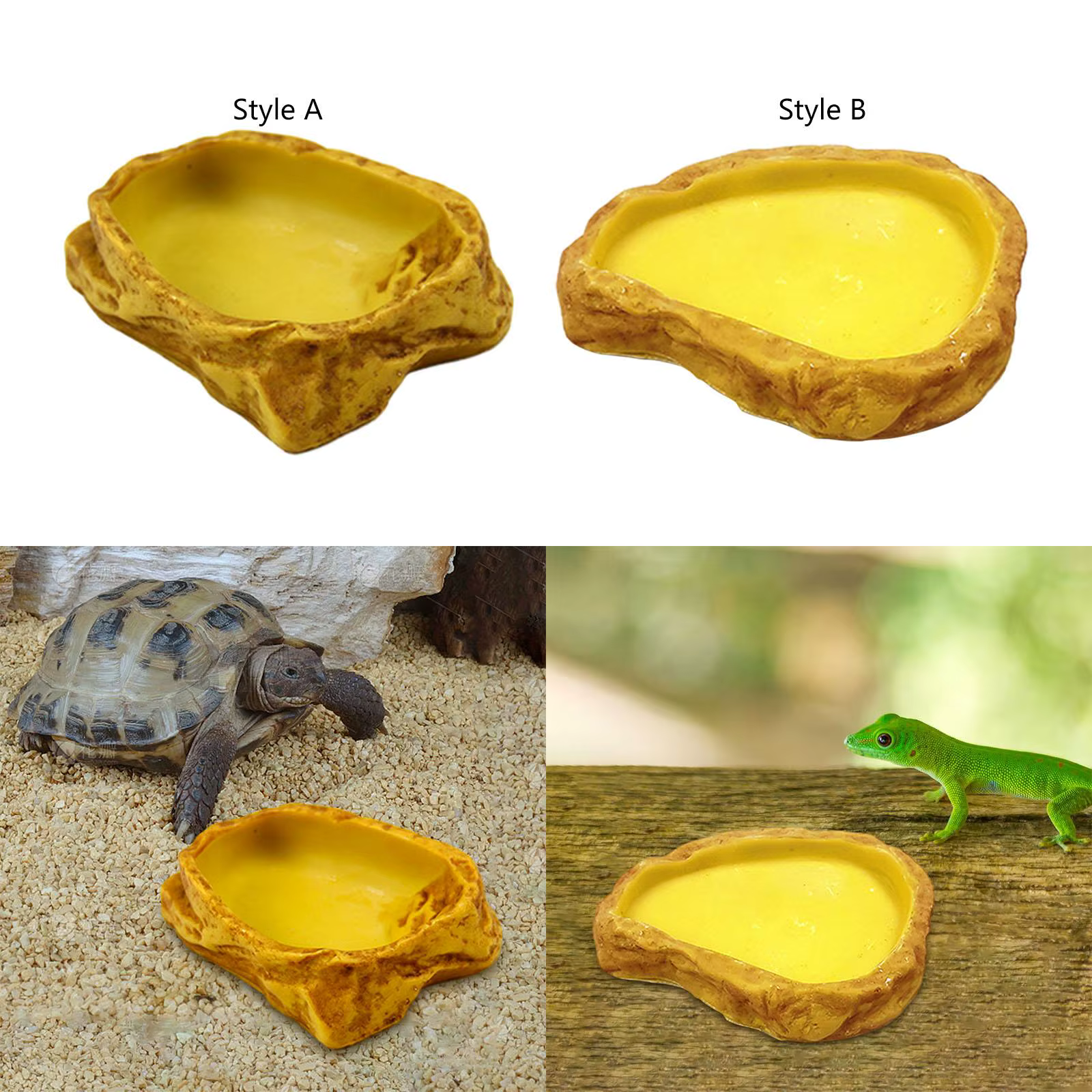 Tanque de agua para reptiles decoración en resina para terrario recipiente de comida y agua para rana, tortuga, camaleón, tortuga terrestre, dragón barbudo — imagen 4