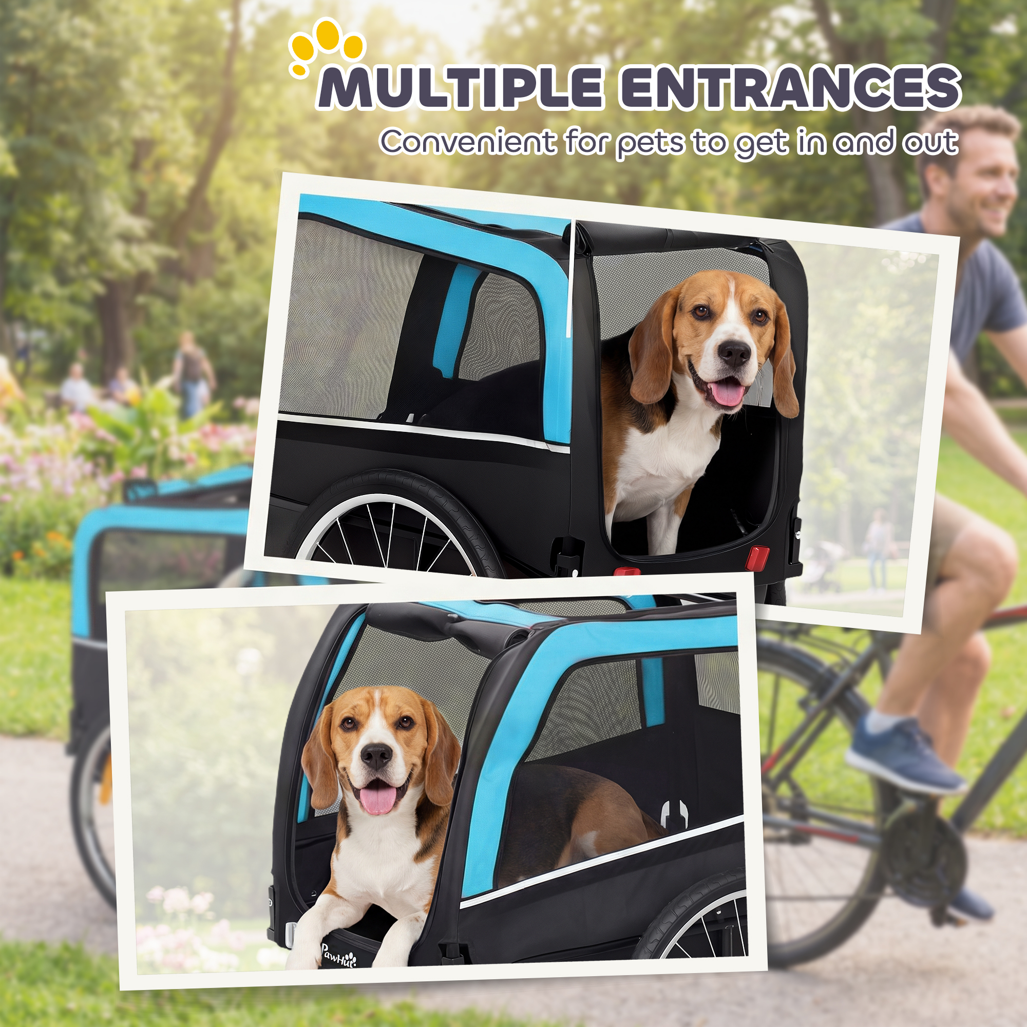 Dog Bike Trailer, Pet Cart Bicycle Carrier with 20" Air Tires, Quick-Release Wheels, Reflectors, Flag — imagen 7