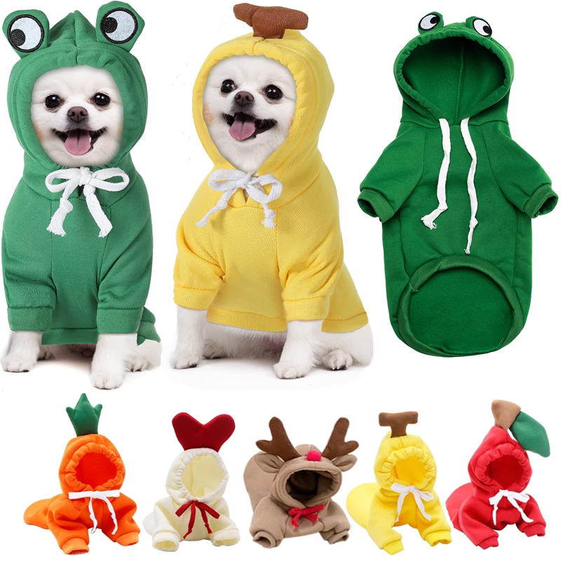 Cute Fruit Dog Clothes For Small Dogs Hoodies Winter Warm Fleece Pet Clothing Puppy Cat Costume Coat For French Chihuahua Outfit — image 1