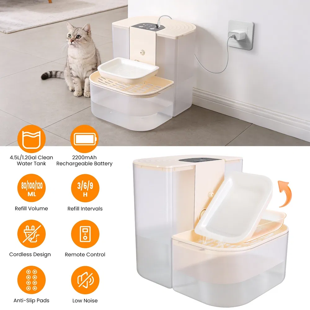 Smart Automatic Pet Water Dispenser, Automatic Pet Water Dispenser With Dual Tank, Dual Tank Filtration 4.5L Cordless Water Fountain With Remote Control For Pets — image 6