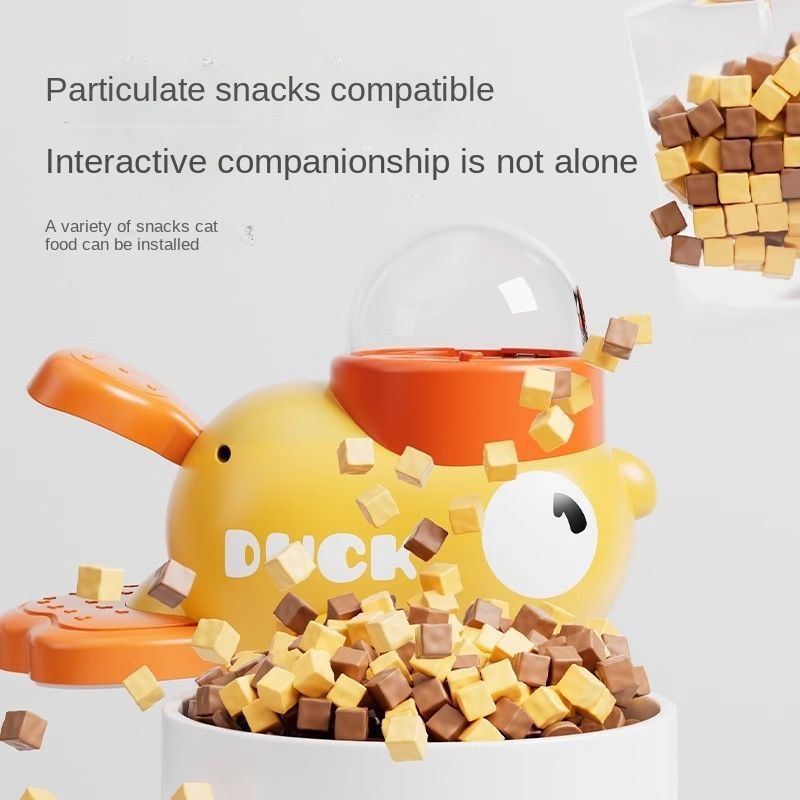 Comedero Automático para Perros y Gatos Juguetes de Entretenimiento para Mascotas Almuerzo Seco con Ducky Amarillo Dispensador de Comida para Tratados de Gato — imagen 4