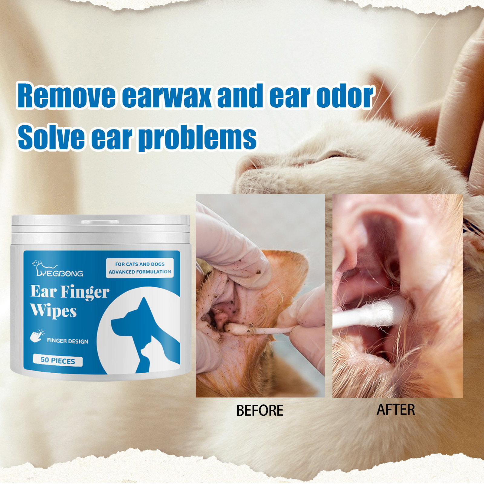 Pet Finger Wipes, Ear Care Finger Cover Ear Wax Ear Mite Cleaning Care — image 5