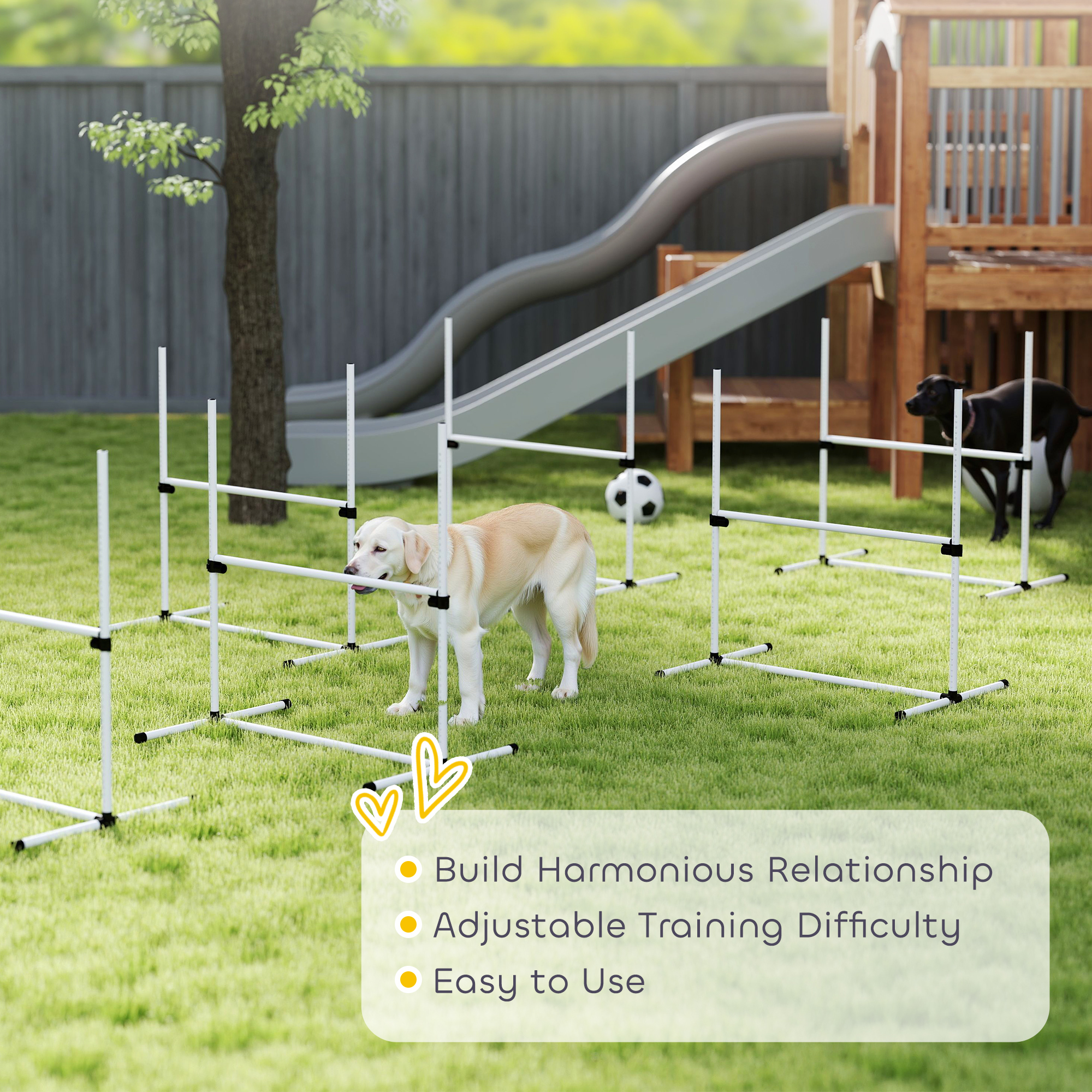 Kit de Agilidad Canina de 6 Piezas con Barras de Salto de Altura Ajustable, Bolsa Portátil, Barra Superior Desplazable, Blanco — imagen 6