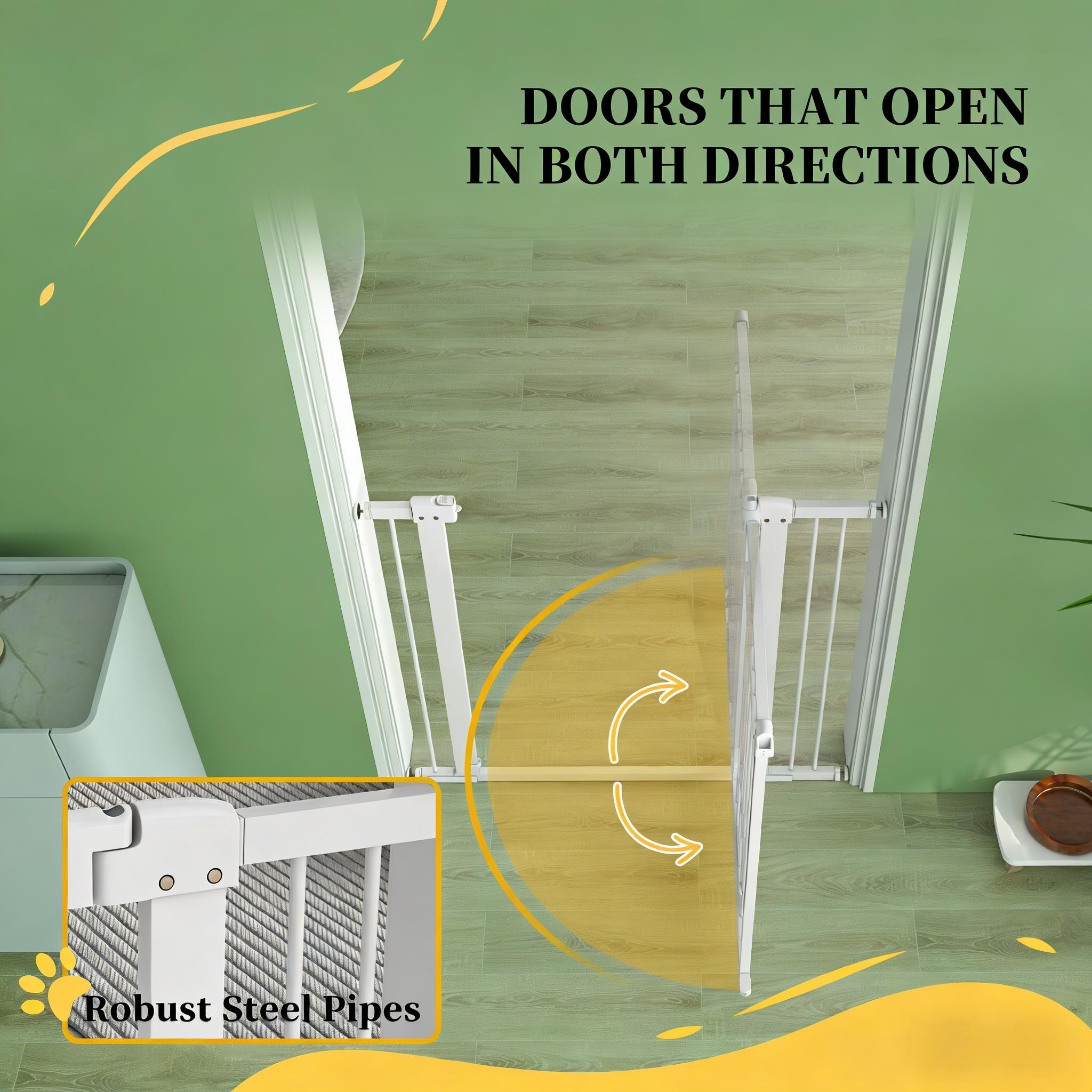 Pet Gate, Extra Wide Walk Through Dog Gate w/ Cat Door — image 4