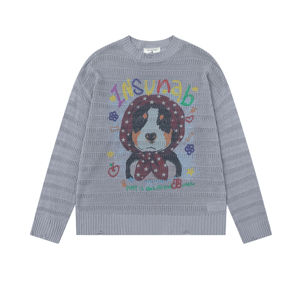 Cute puppy cartoon loose round neck sweater — image 2