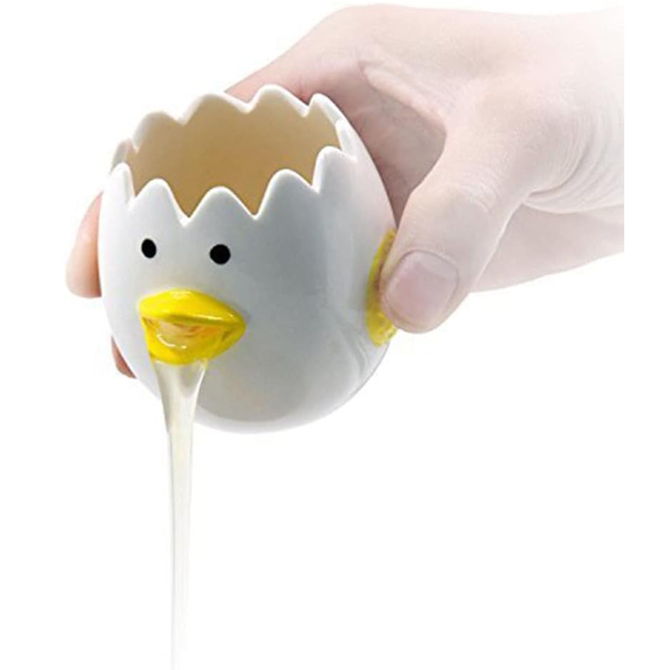 LuoCoCo Novelty Ceramic Chicken Egg Yolk Separator Cute Vomiting Egg White Filter & Baking Tool Yellow — image 1