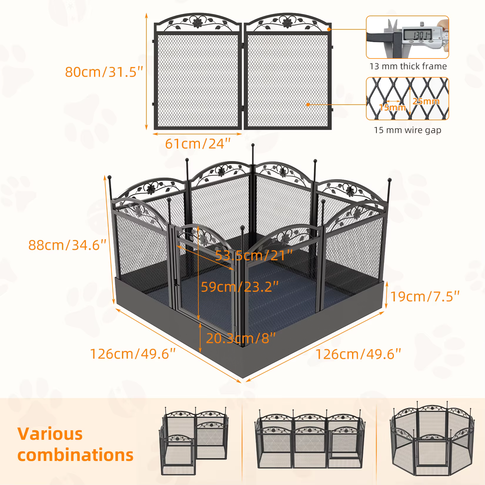 8 Panels Metal Dog Playpen with Fertility Mat and Gate Foldable Heavy Duty Pet Whelping Box Exercise Fence Cage Kennnels — image 5
