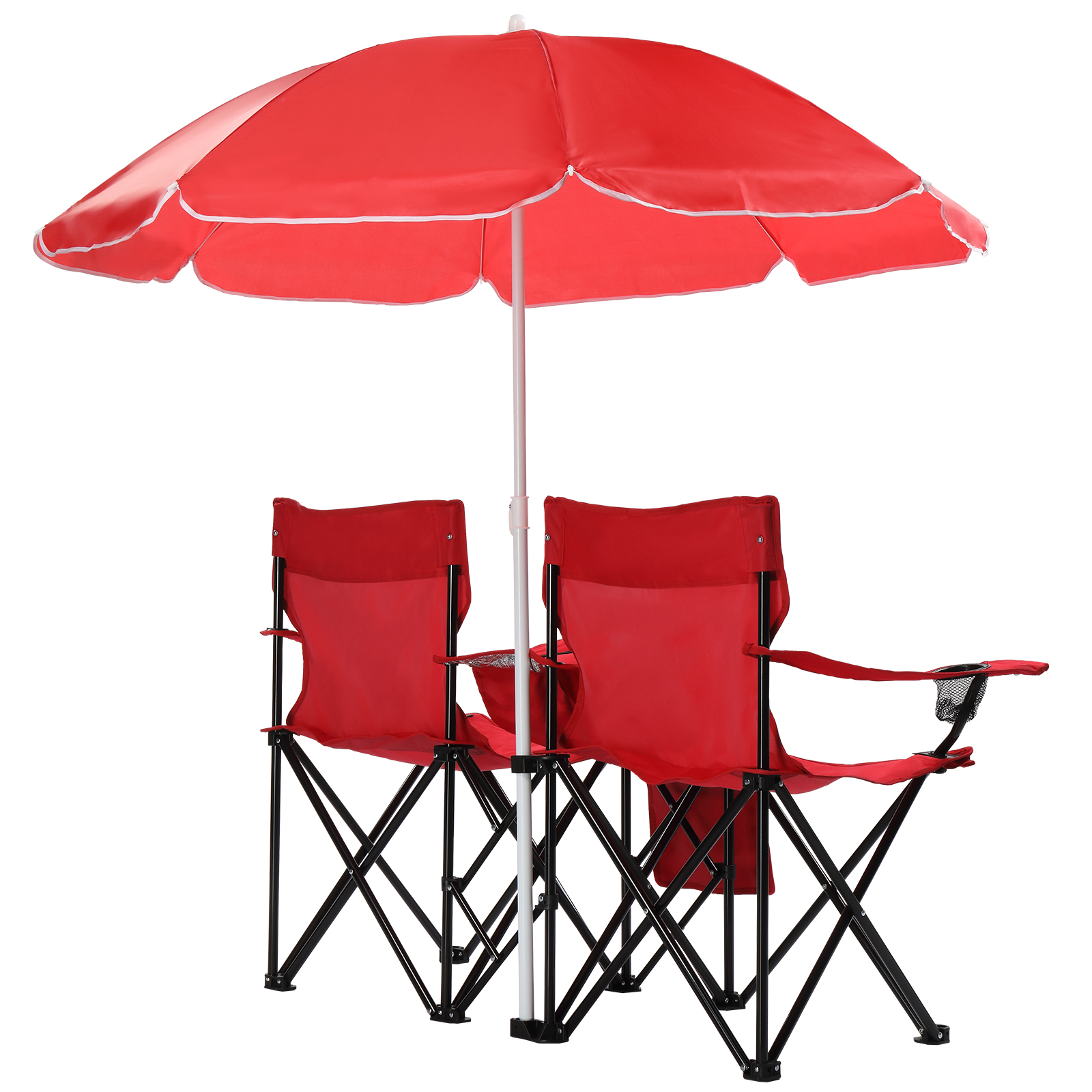 Silla de Pesca Roja con Soporte de Hierro, Malla Oxford y Paraguas Solar 85kg — imagen 5