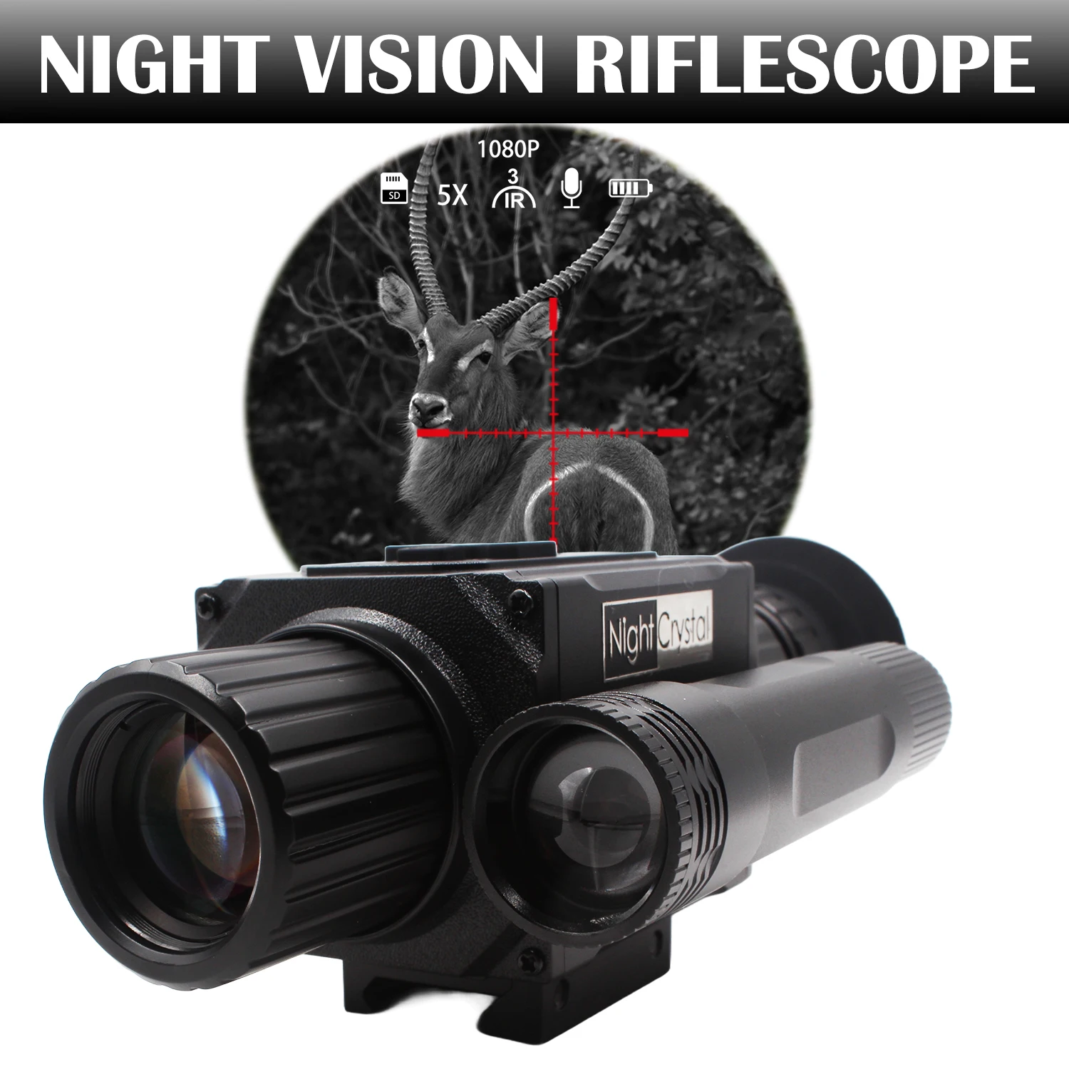 NightCrystal M6 Megaorei NK008 Plus Visión Nocturna Infrarroja de Alta Tecnología para Caza con Grabación de Video 1080p HD y DVR