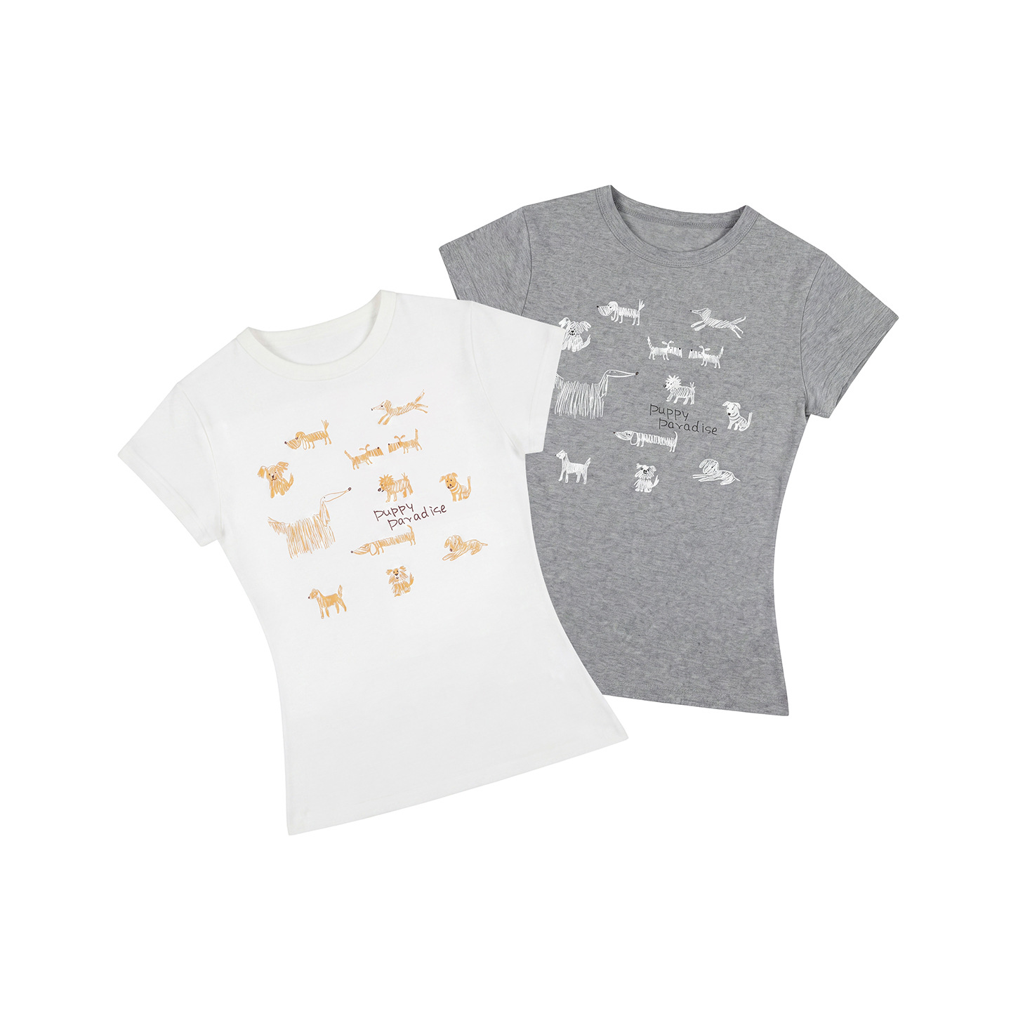 Fitted Crop Printed Regular Sleeve T-Shirt for Women Summer Dog Casual Slim Fit Top — image 7
