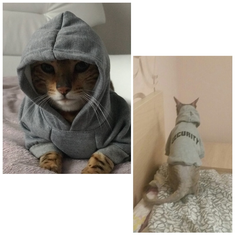 Security Cat Clothes Pet Cat Coats Jacket Hoodies For Cats Outfit Warm Pet Clothing Rabbit Animals Pet Costume — image 2