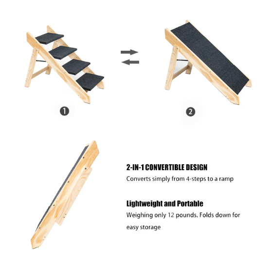 Wooden Foldable 4-storey Pet Stairs And Ramps — image 5