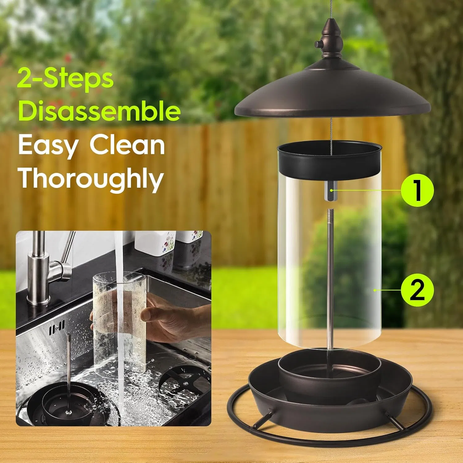 Metal Roof Bird Feeder - Chew Proof for Outdoor Hanging Wild Bird Seeds. Bronze — image 2