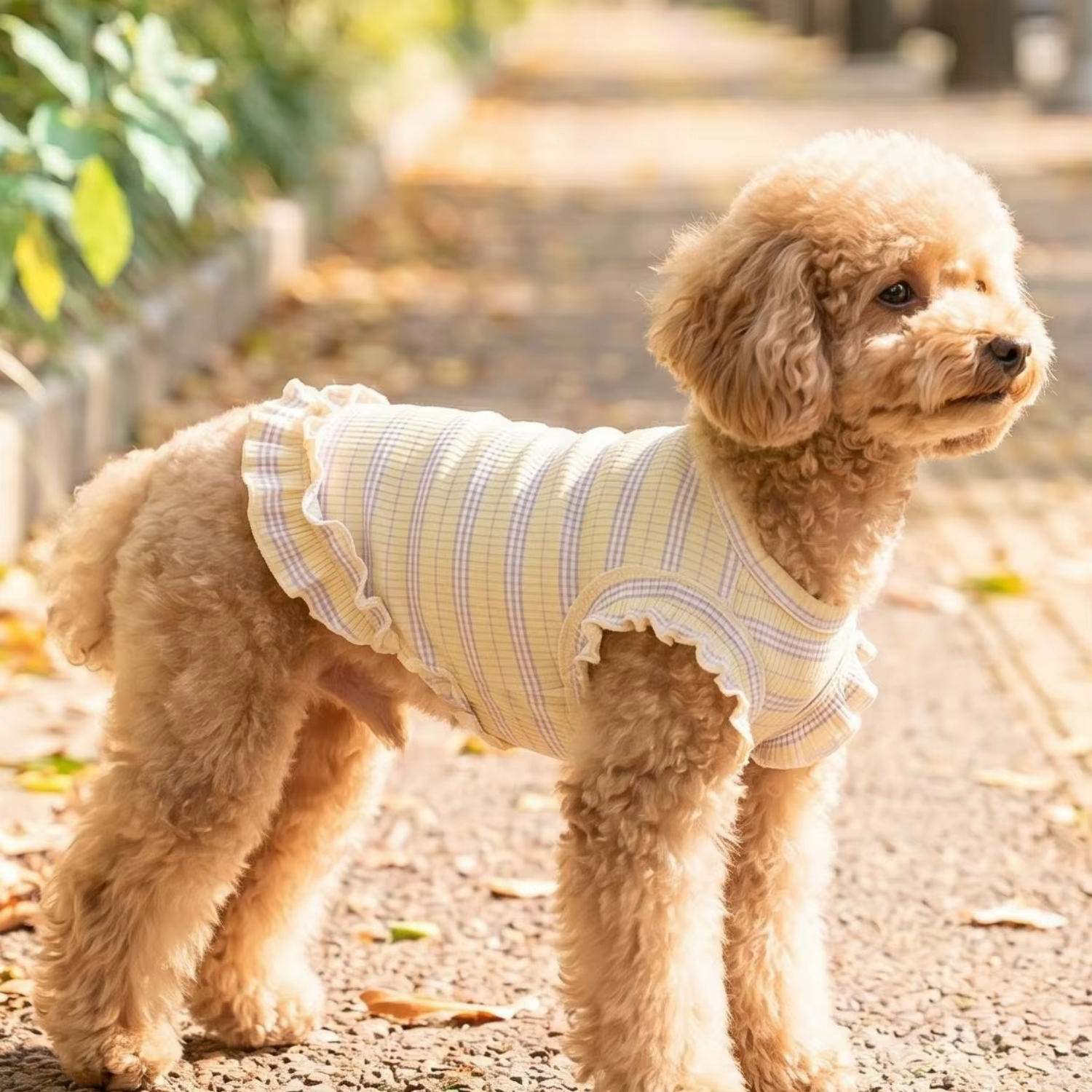 Ropa de Verano para Mascotas Pequeñas - Camisetas de Perro con Encaje y Rayas Adorables, Transpirable y Suaves para Cachorros — imagen 3