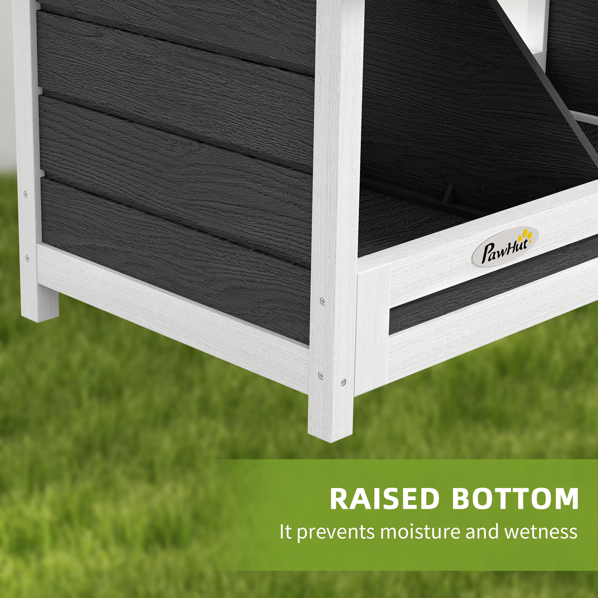PawHut Wood Chicken Nesting Box, 3 Hole Chicken Boxes For Laying Eggs, Chicken Coop Nesting Box With Asphalt Roof For Indoor Or Outdoor, Fits Up To 3 Hens, Gray — image 4