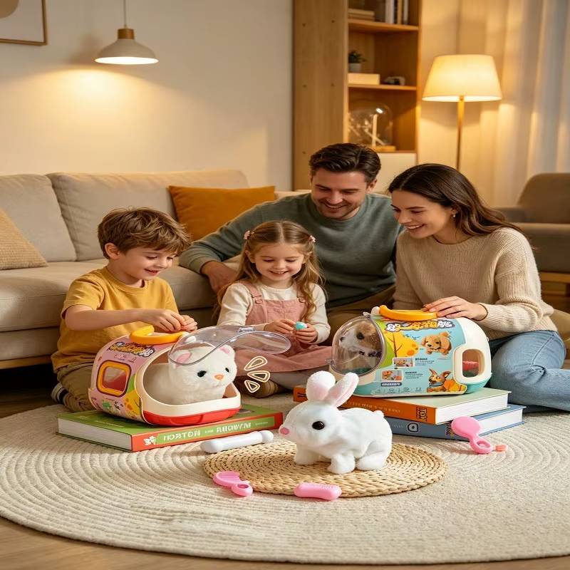 Nuevos juguetes de peluche eléctrico para niños simulando animales de sonido con sets de juguete de casa para niños y niñas con jaulas — imagen 2