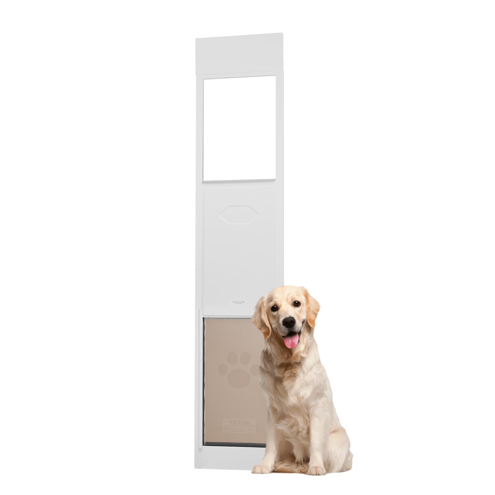 Dog Door For Sliding Glass Door, 75 7/8"-80 11/16" Adjustable Height Doggy Door For Sliding Doors, Aluminum Frame Tempered Glass Pet Door With Hinge Structure Flap And Lock For Large-Sized Dogs — imagen 1