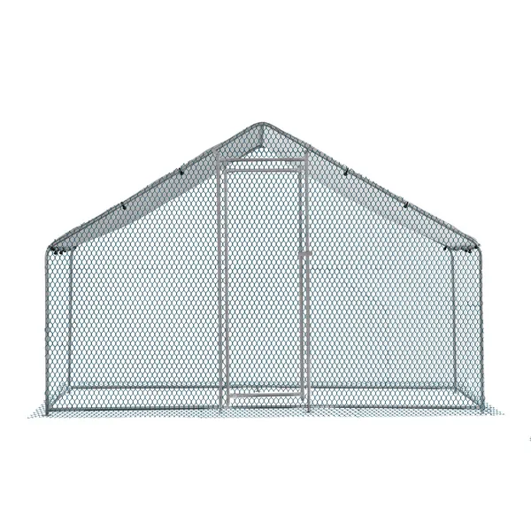 Gallinero Plateado de 2x2x2m y 6.5x6.5x6.5ft con Techo en Punta, Lona Impermeable de PE de 180g, Jaula Metálica para Gallinas y Conejos — imagen 4