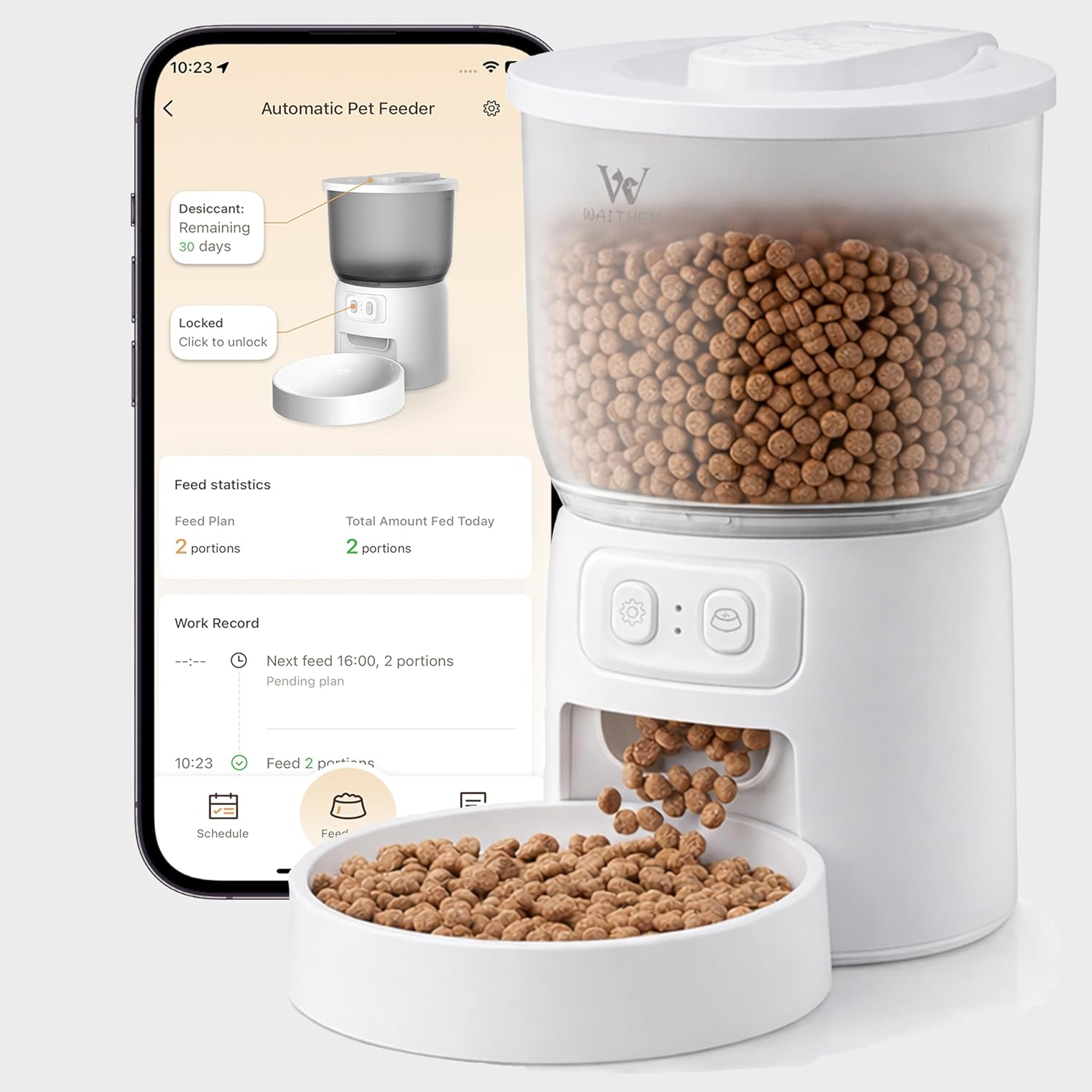 Wi-Fi Automático de Alimentación para Gatos, Dispensador Seco Programable con Aplicación, Control Preciso de Porciones, Hasta 10 Comidas Diarias, Fuente de Alimentación Doble, Adecuado para Gatos y Pequeños Perros — imagen 1