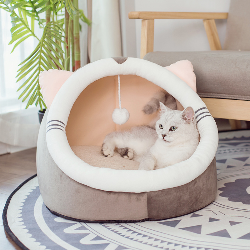 Casa de invierno para gatos con terciopelo — imagen 1