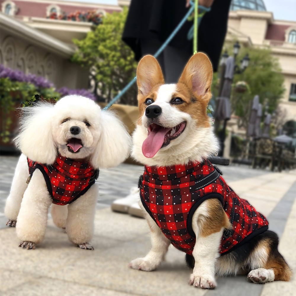 Autumn And Winter Pet Clothes Red Christmas Dog Cotton Clothes Reflective Warmth Small And Medium-Sized Dog Coat Clothing — image 1