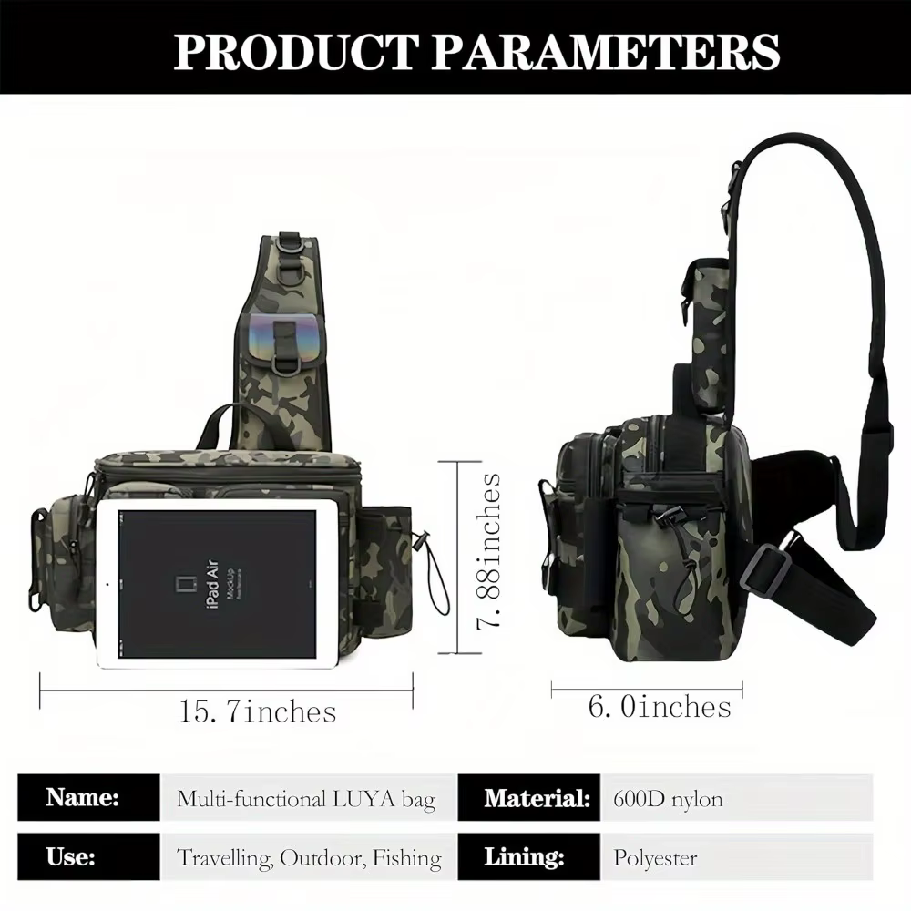 Mochila de Equipo de Pesca Bolsa de Cintura para Pescar Bolsa de Hombro para Equipo de Pesca - Perfecto para Pesca, Acampada, Senderismo y Más — imagen 4
